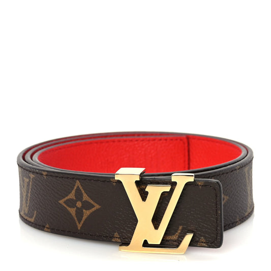 Louis Vuitton Monogram 30mm LV Initiales Reversible Belt 80 32 Coquelicot