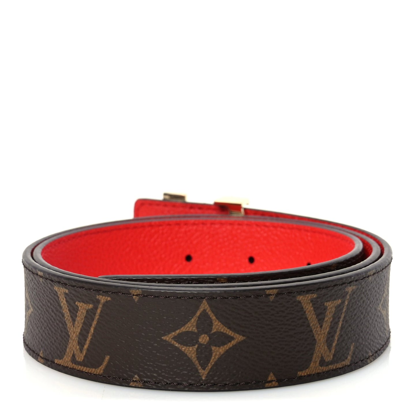 Louis Vuitton Monogram 30mm LV Initiales Reversible Belt 80 32 Coquelicot