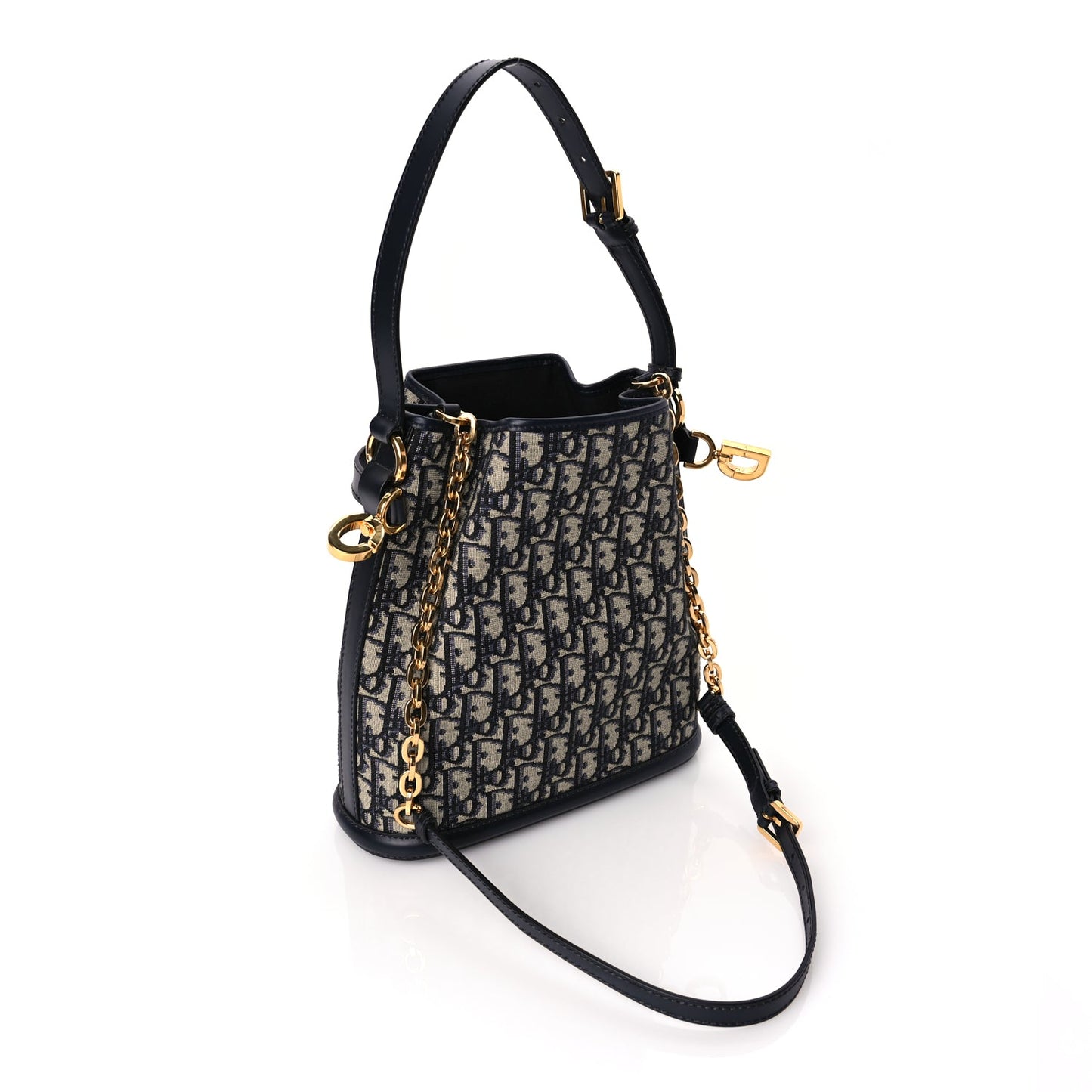 Christian Dior Oblique Calfskin Medium C'est Dior Bucket Bag Blue