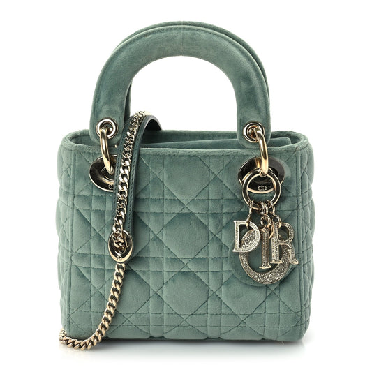 Christian Dior Velvet Mini Lady Dior Green