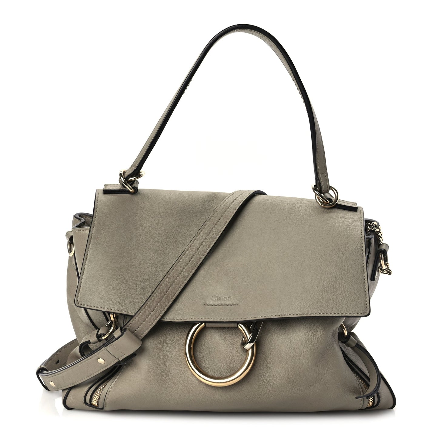 Chloe Calfskin Medium Faye Day Shoulder Bag Motty Grey