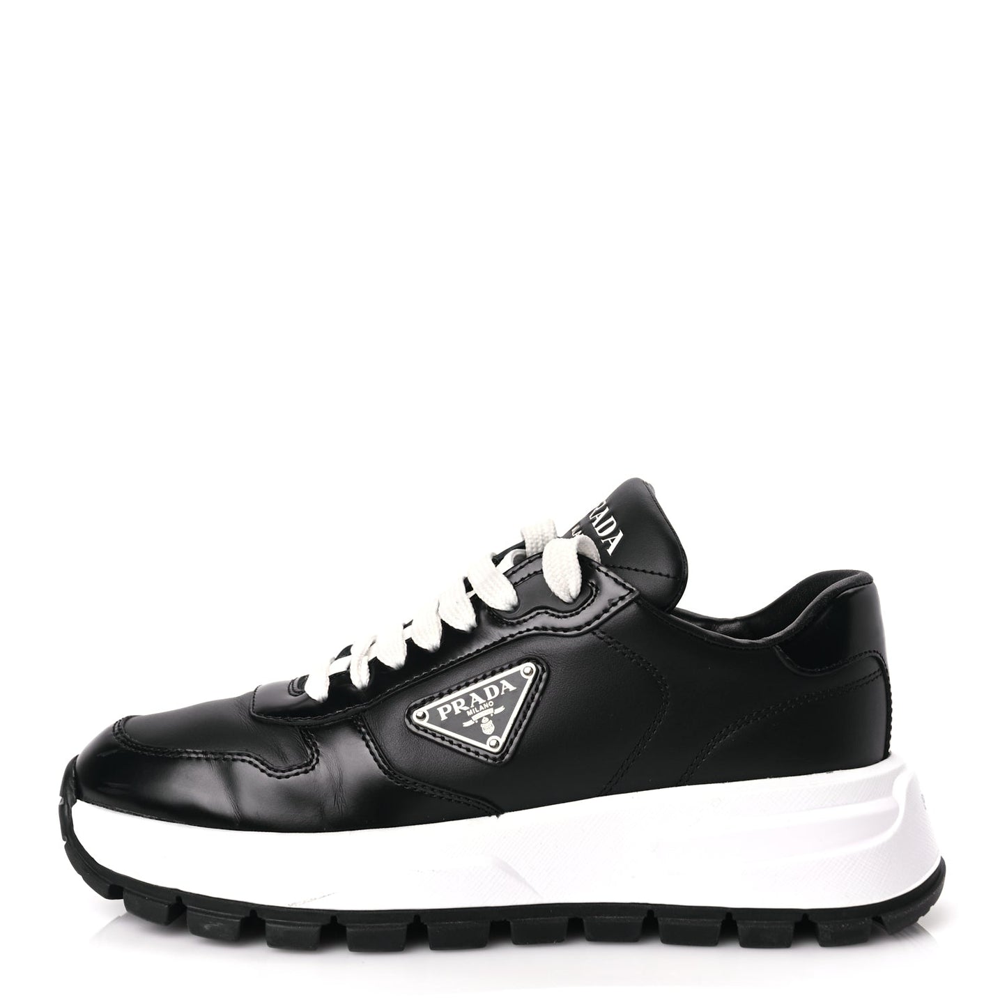 Prada Re-Nylon Spazzolato Triangle Logo Womens Prax 01 45mm Sneakers 36.5  Black