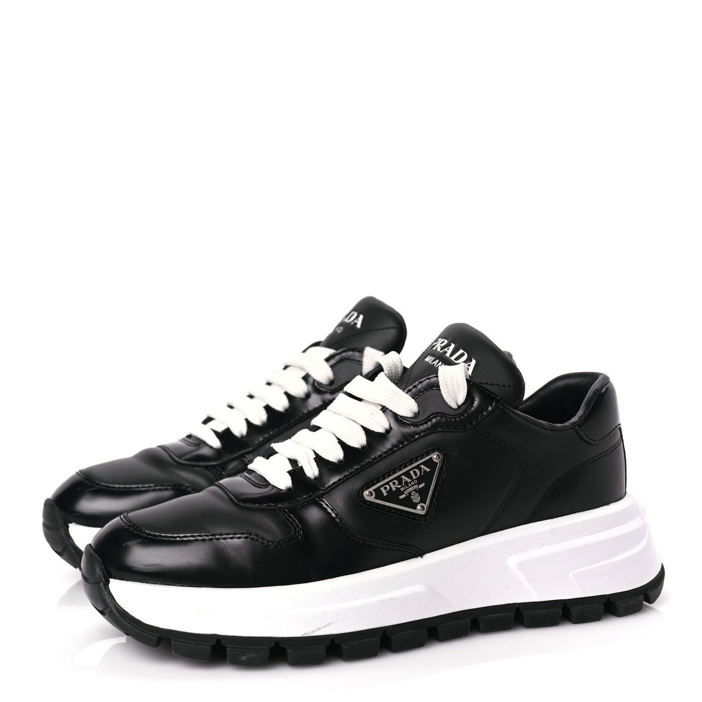 Prada Re-Nylon Spazzolato Triangle Logo Womens Prax 01 45mm Sneakers 36.5  Black