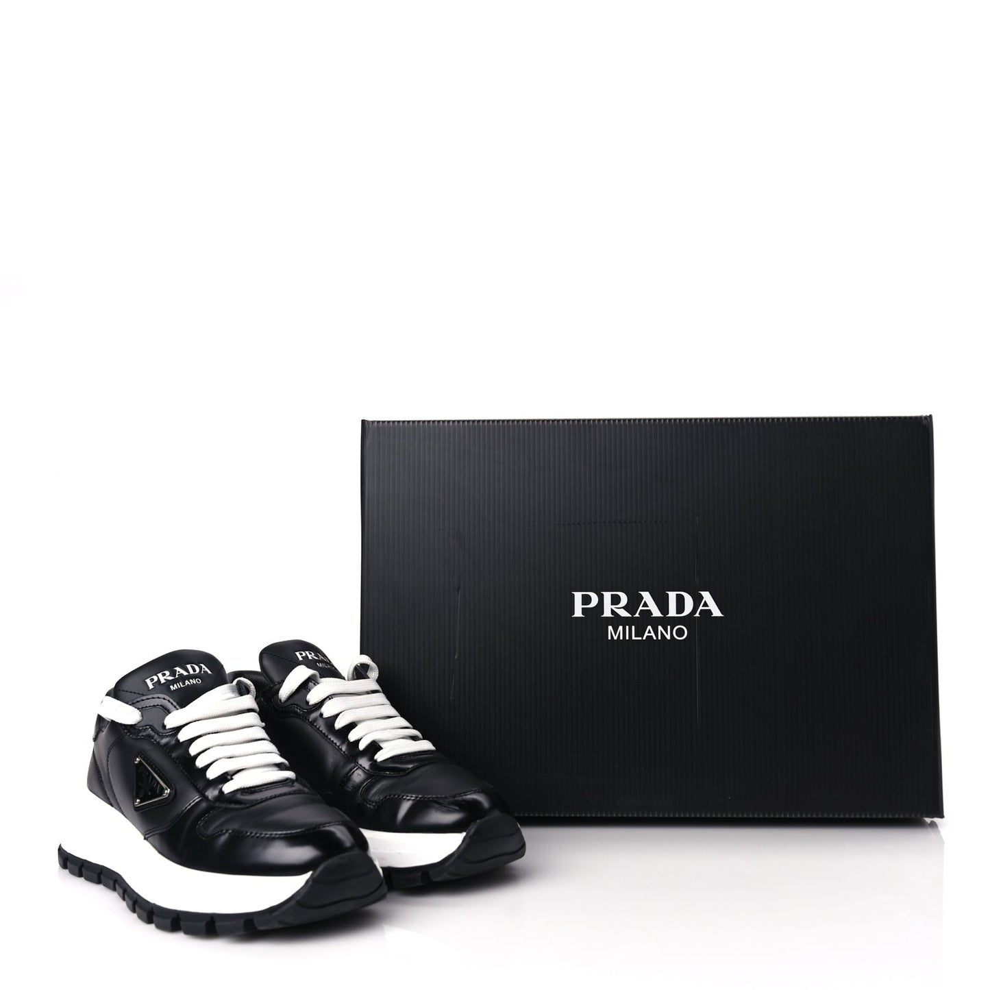 Prada Re-Nylon Spazzolato Triangle Logo Womens Prax 01 45mm Sneakers 36.5  Black