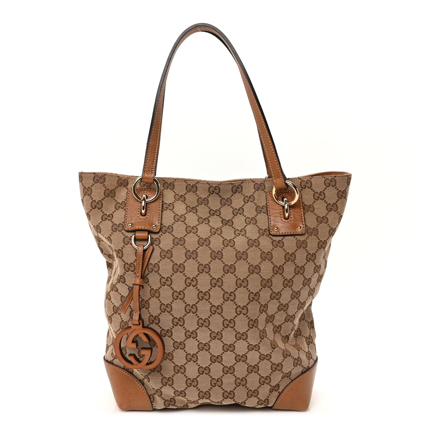 Gucci GG Monogram Medium Charm Tote Light Brown