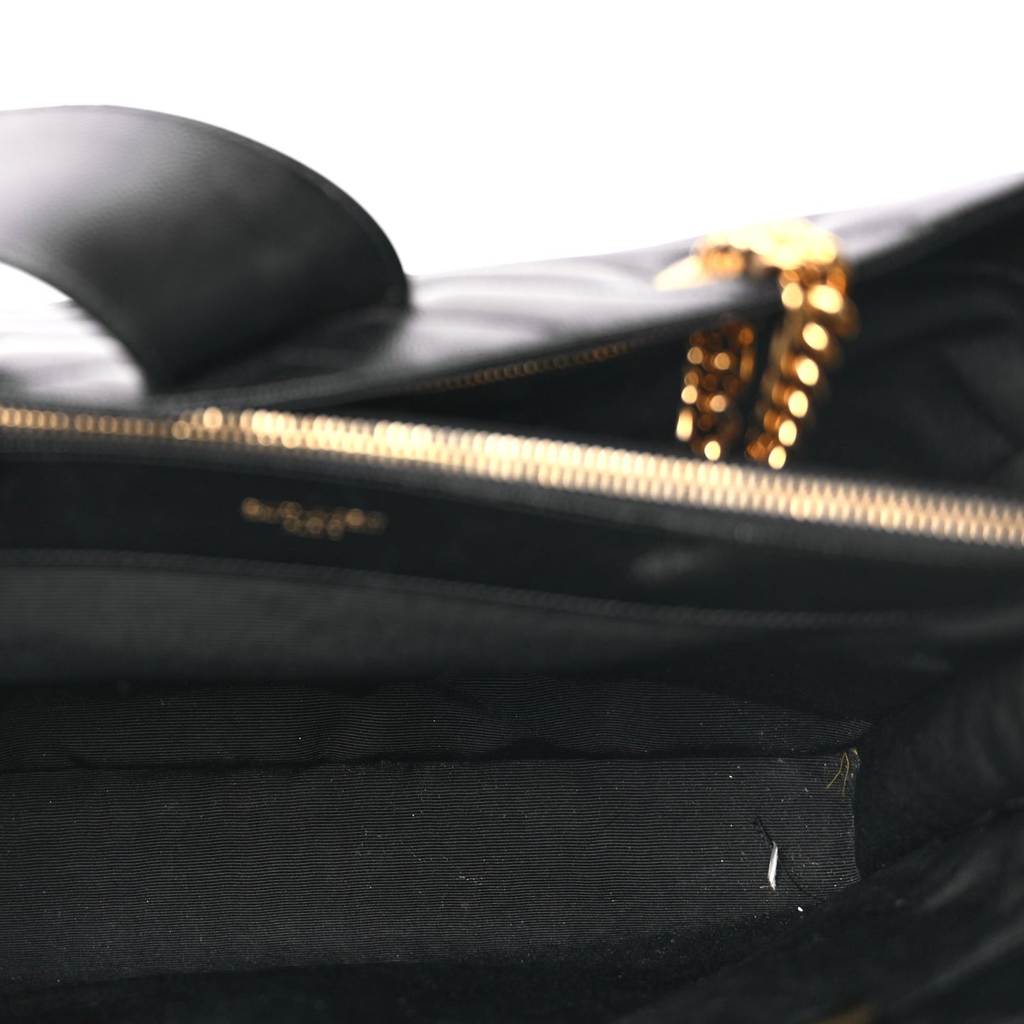 Saint Laurent Grain De Poudre Matelasse Chevron Monogram Shopping Bag Black