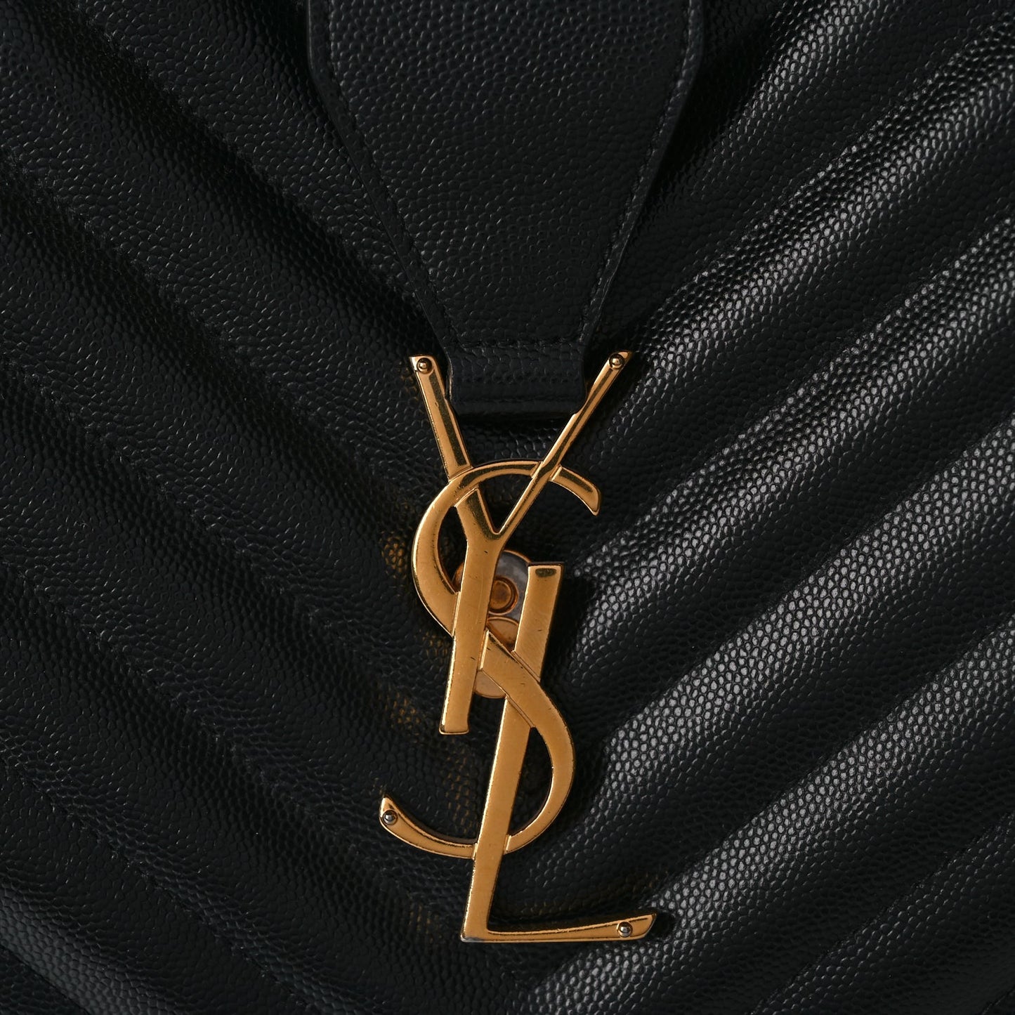 Saint Laurent Grain De Poudre Matelasse Chevron Monogram Shopping Bag Black