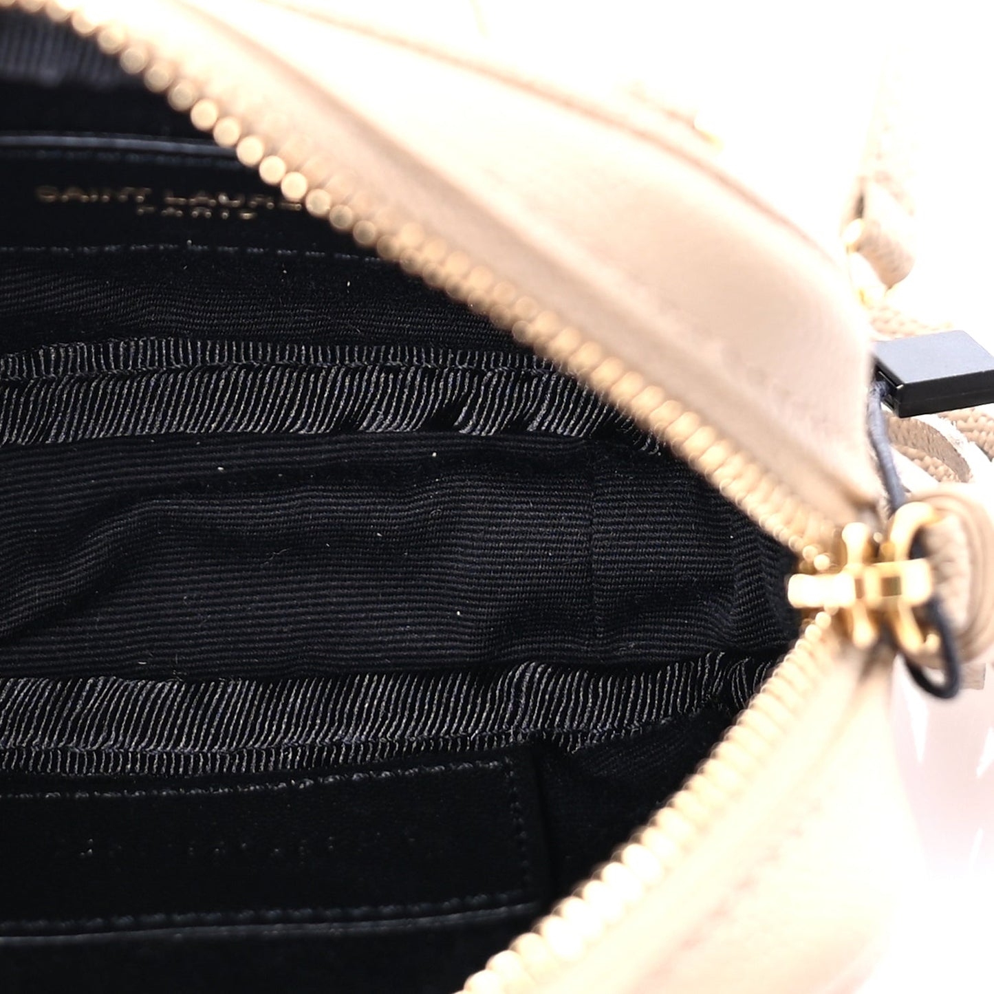Saint Laurent Grain De Poudre Matelasse Monogram Baby Lou Camera Bag  Dark Beige