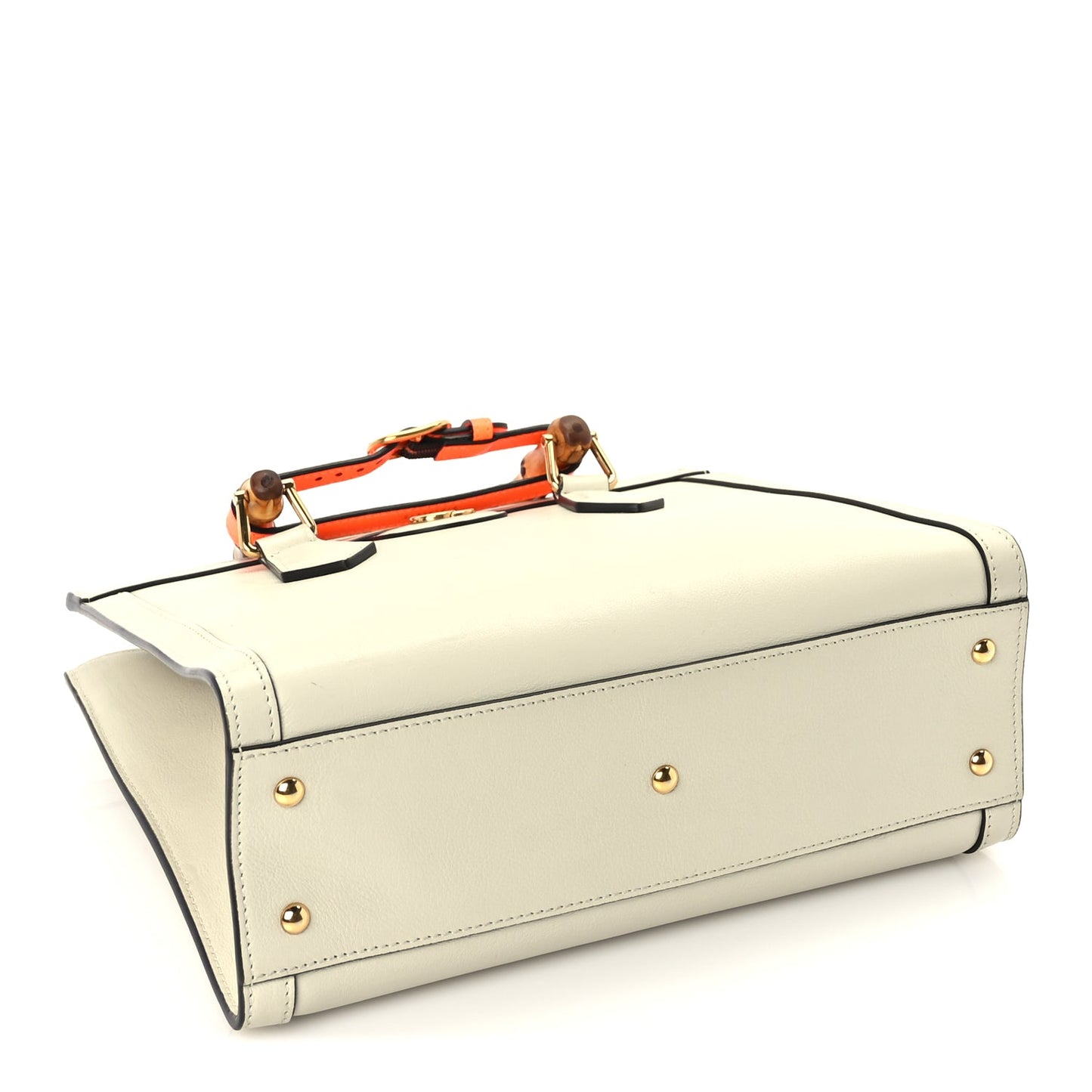 Gucci Wonka Grain Calfskin Medium Diana Tote Bag Mystic White Orange Fluo