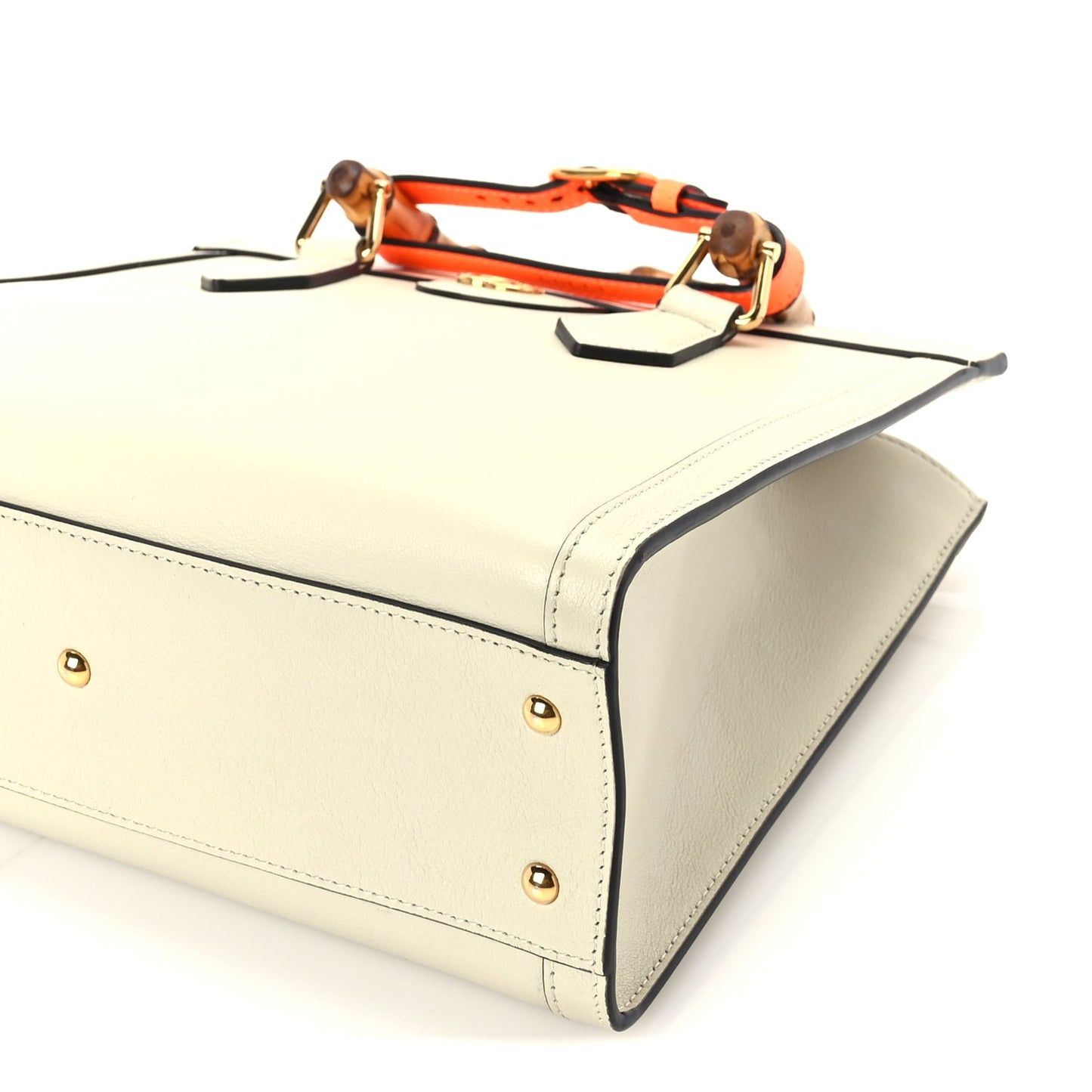 Gucci Wonka Grain Calfskin Medium Diana Tote Bag Mystic White Orange Fluo
