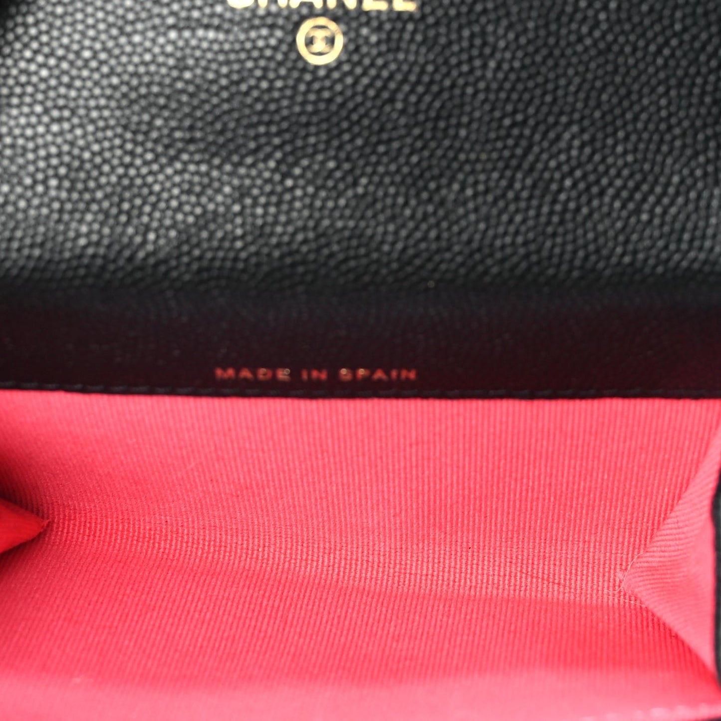 Chanel CHANEL Caviar Metal Perforated Quilted CC Flap Card Holder Black