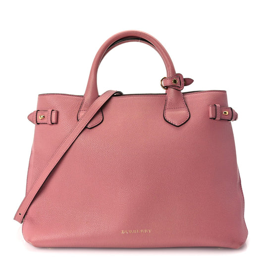 Burberry Grainy Calfskin House Check Medium Banner Tote  Mauve Pink