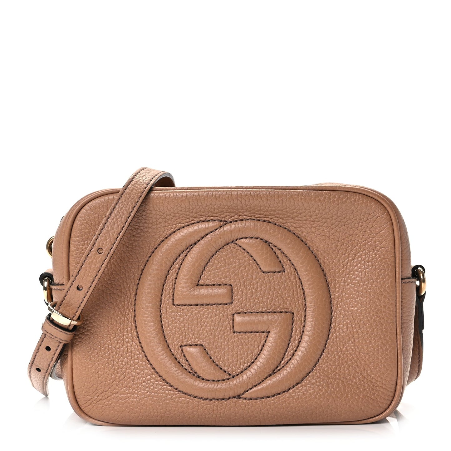 Gucci Pebbled Calfskin Small Soho Disco Bag Camelia