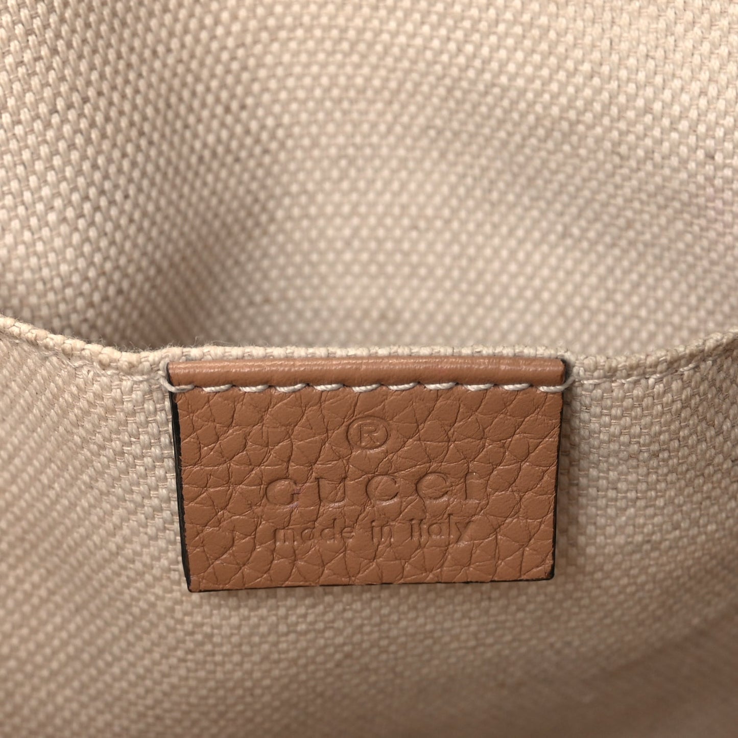 Gucci Pebbled Calfskin Small Soho Disco Bag Camelia
