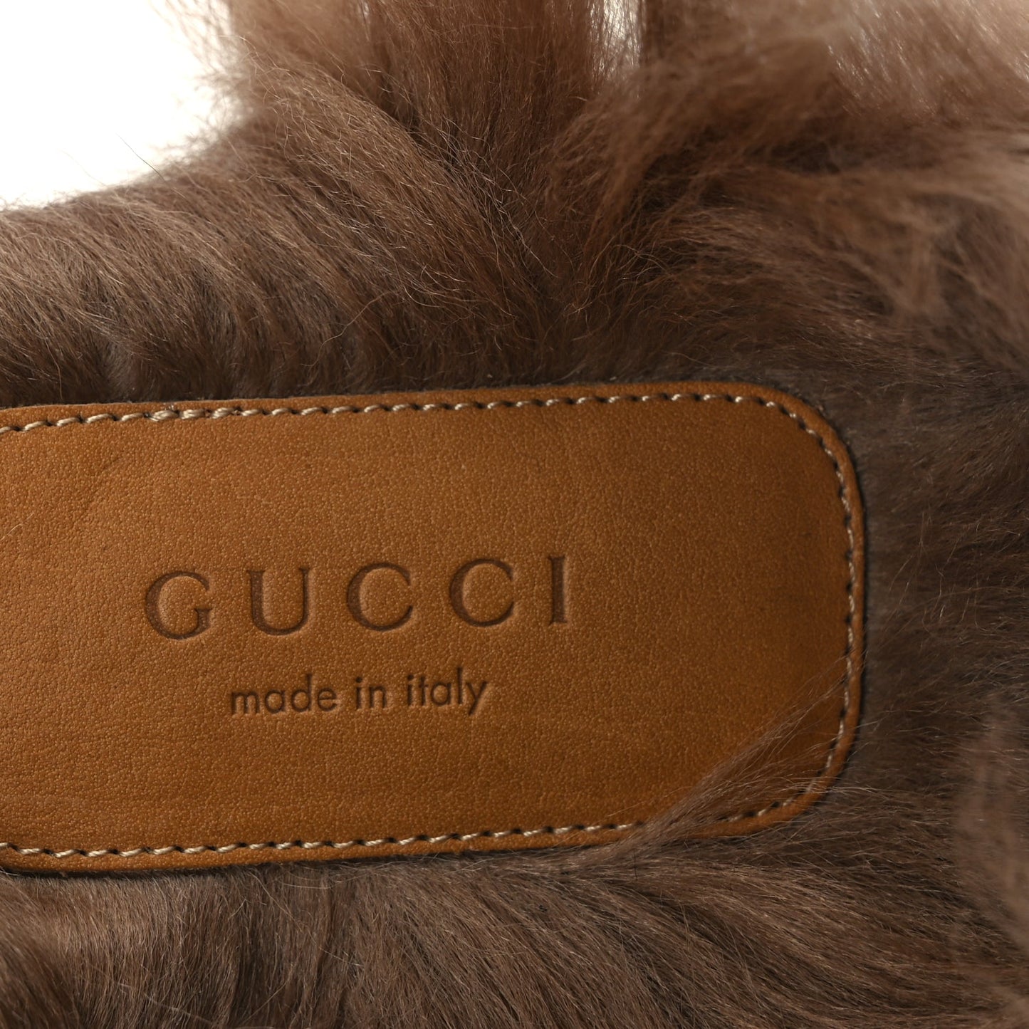 Gucci Calfskin Fur Womens Princetown Slippers 38 Beige