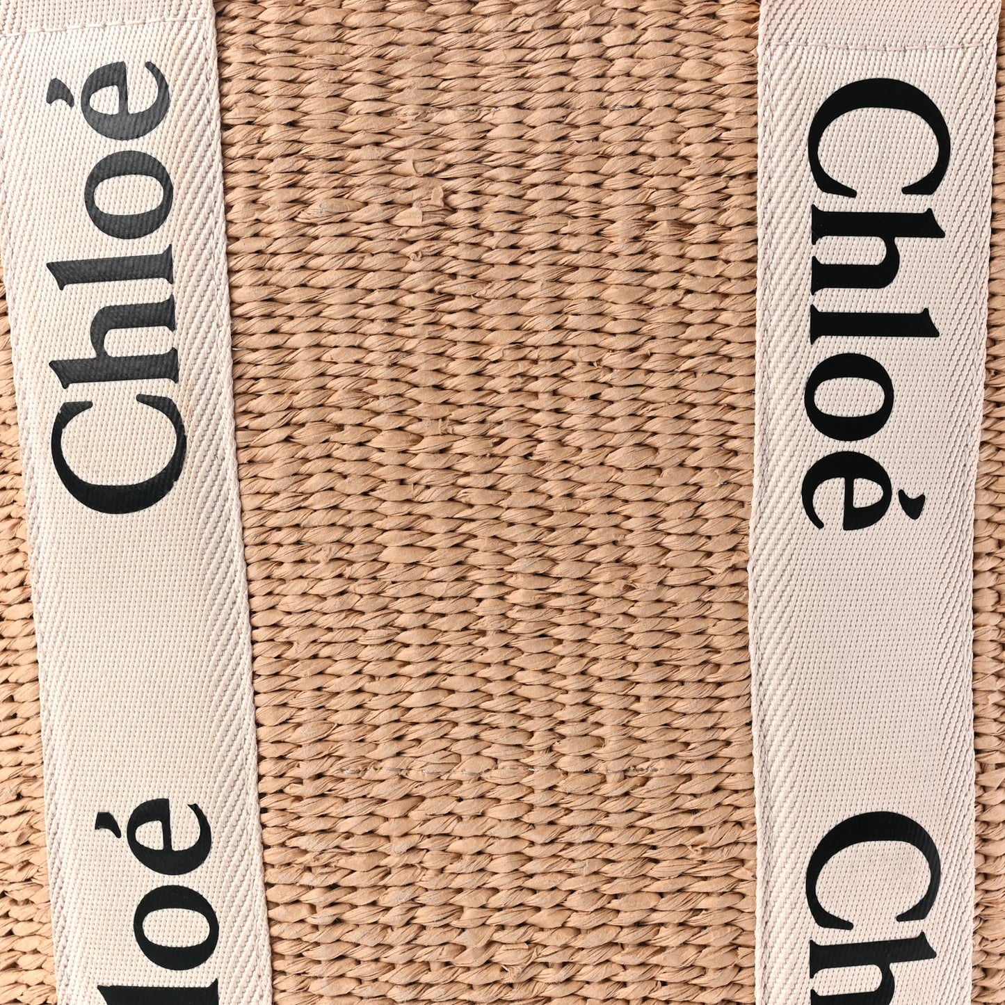 Chloe Raffia Large Woody Tote White