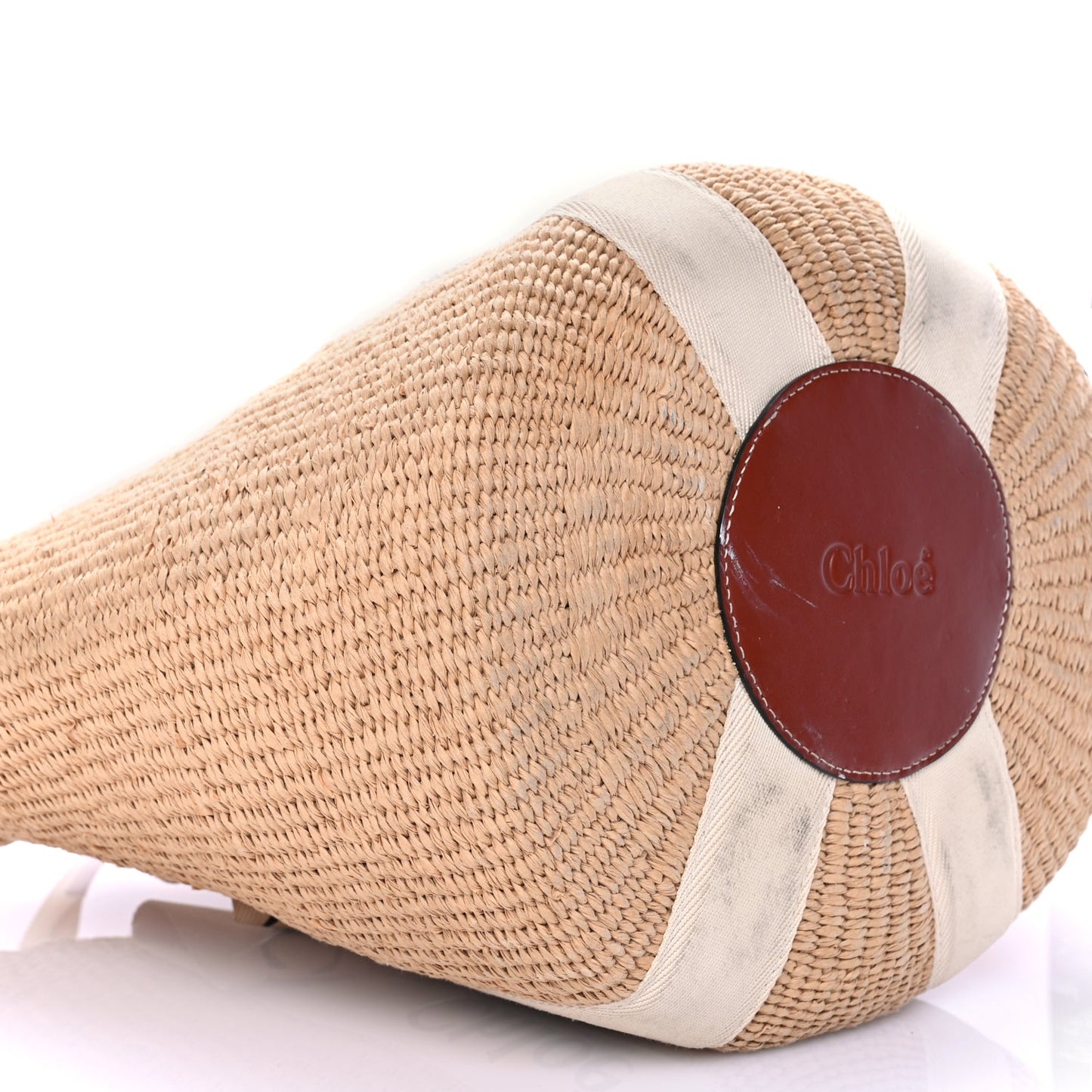 Chloe Raffia Large Woody Tote White