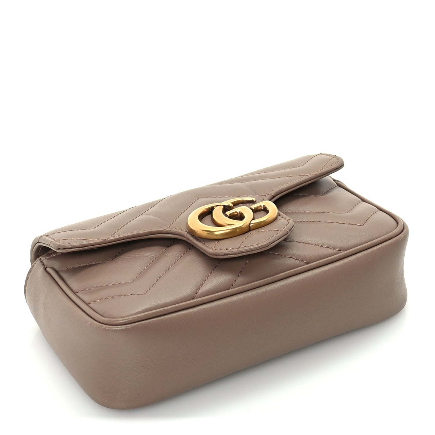 Gucci Calfskin Matelasse Super Mini GG Marmont Shoulder Bag  Porcelain Rose