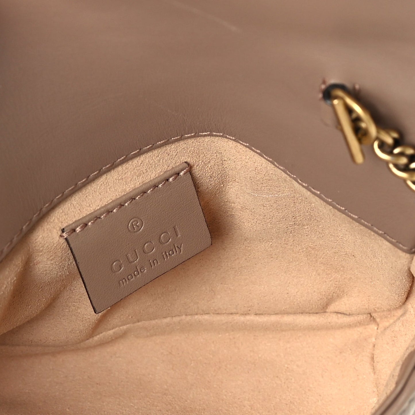 Gucci Calfskin Matelasse Super Mini GG Marmont Shoulder Bag  Porcelain Rose