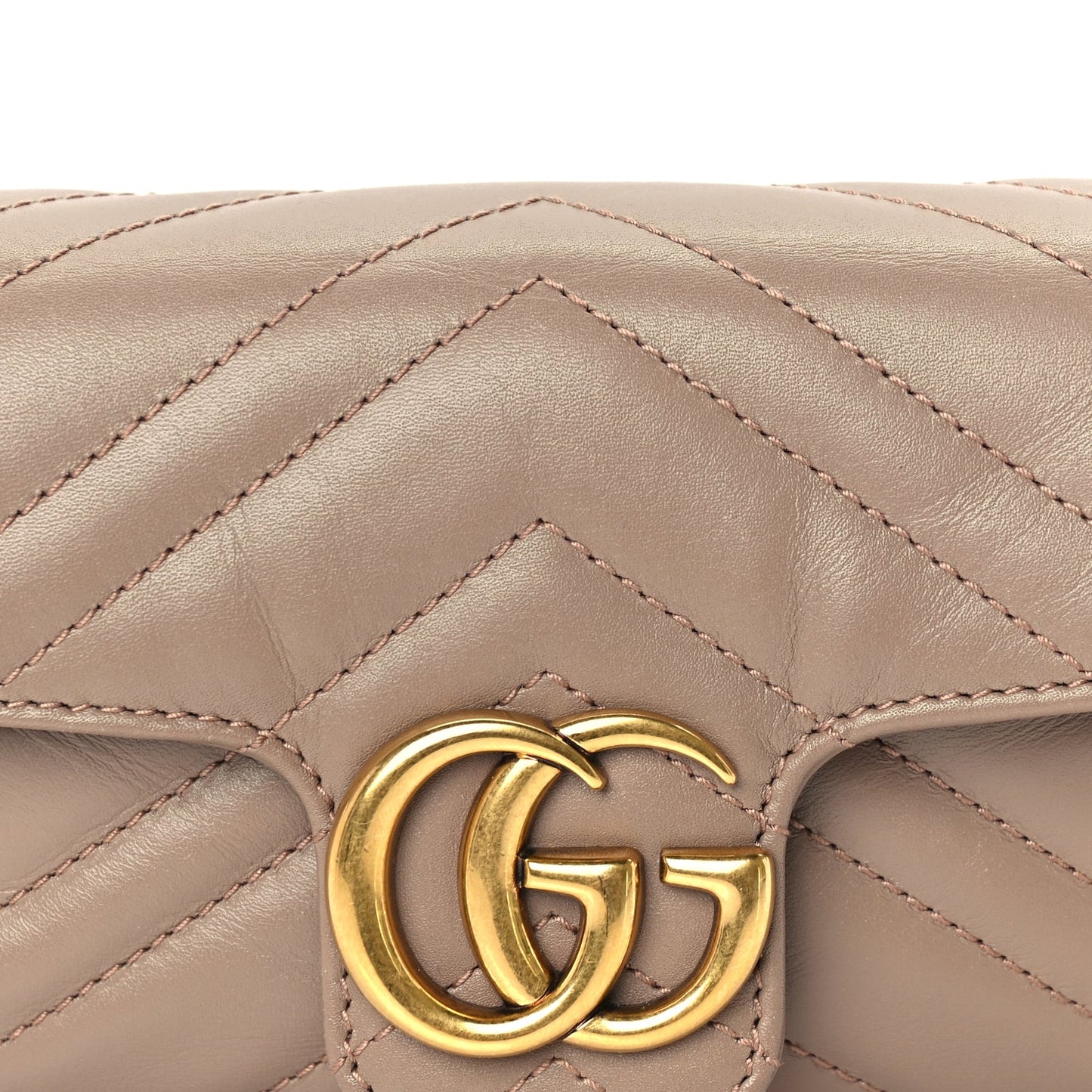 Gucci Calfskin Matelasse Super Mini GG Marmont Shoulder Bag  Porcelain Rose