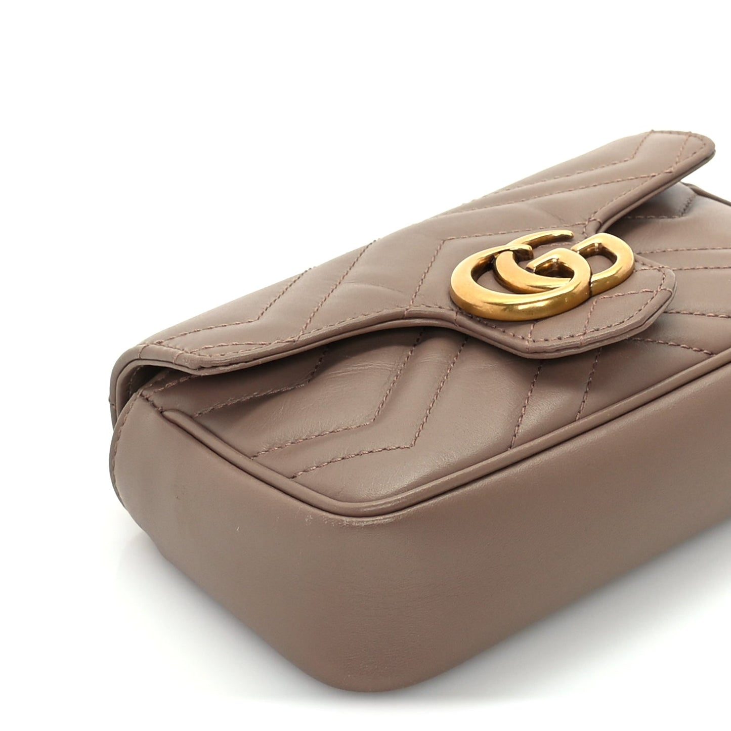 Gucci Calfskin Matelasse Super Mini GG Marmont Shoulder Bag  Porcelain Rose