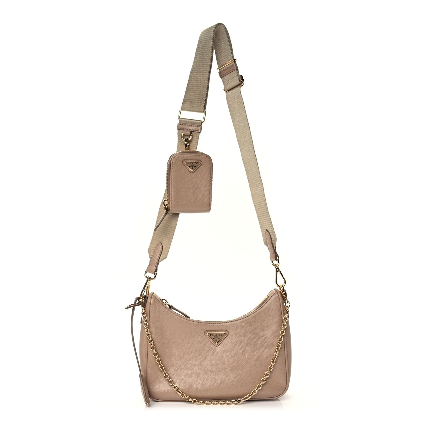 Prada Saffiano Re-Edition 2005 Shoulder Bag Cammeo Beige