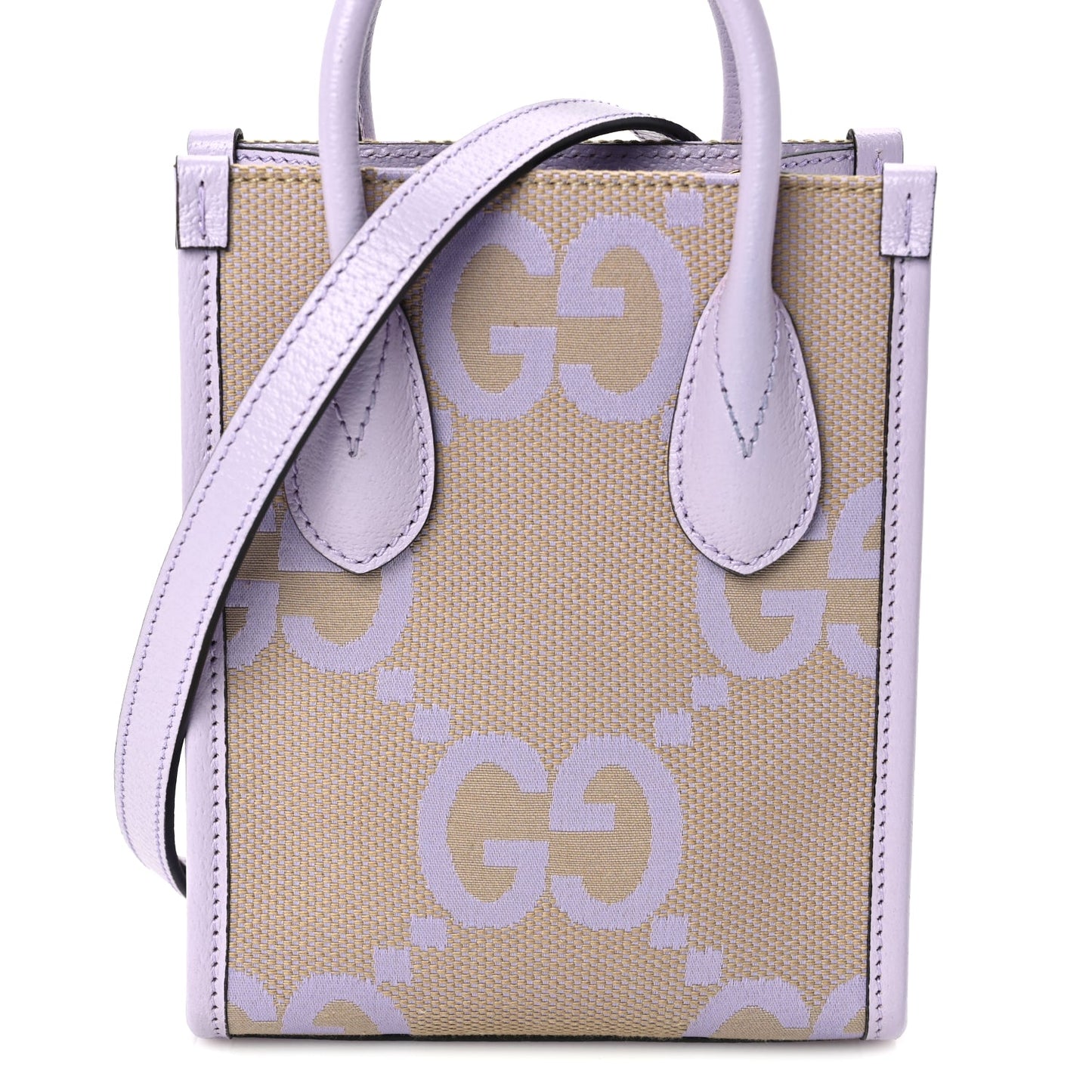 Gucci Monogram Jumbo GG Textured Dollar Calfskin Mini Tote Bag  Beige Lapis