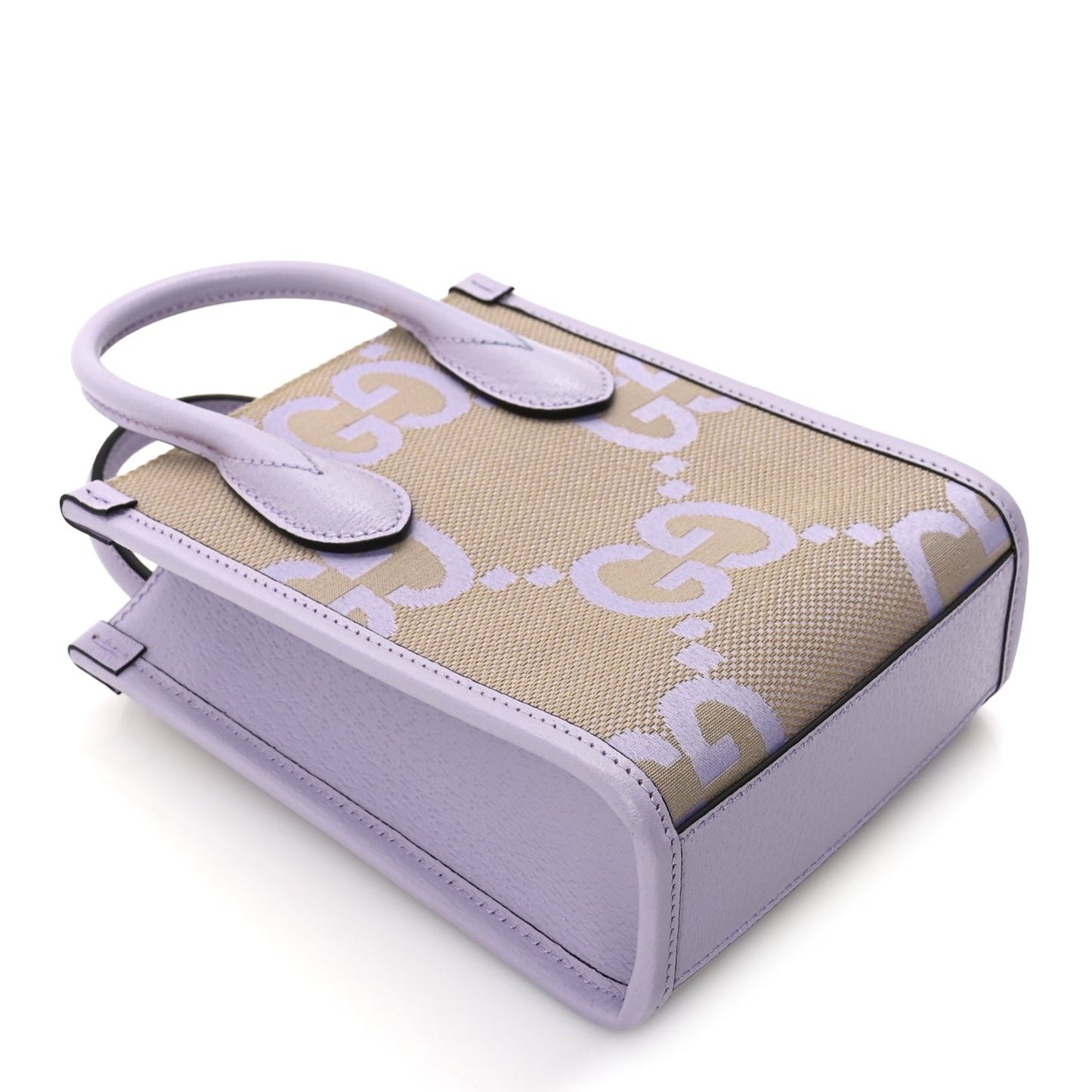 Gucci Monogram Jumbo GG Textured Dollar Calfskin Mini Tote Bag  Beige Lapis