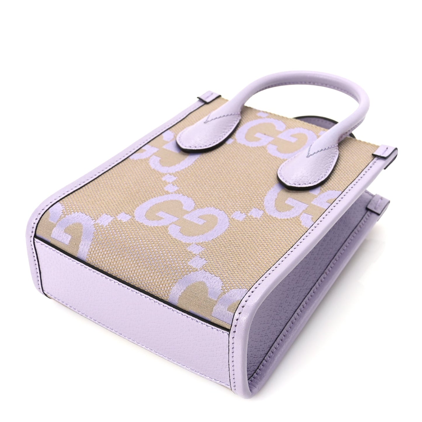 Gucci Monogram Jumbo GG Textured Dollar Calfskin Mini Tote Bag  Beige Lapis