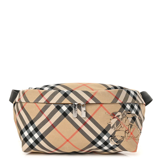 Burberry Canvas Check Belt Bag Black Sand Sand