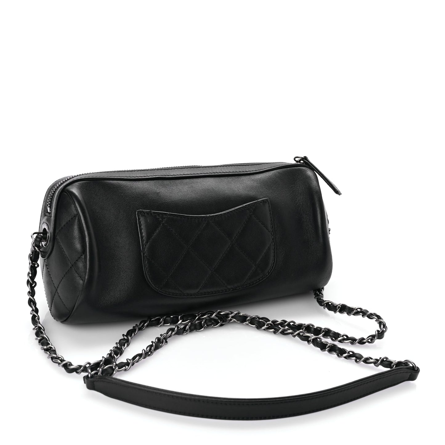 Chanel Calfskin Chain 20s Signature Bowling Bag Black