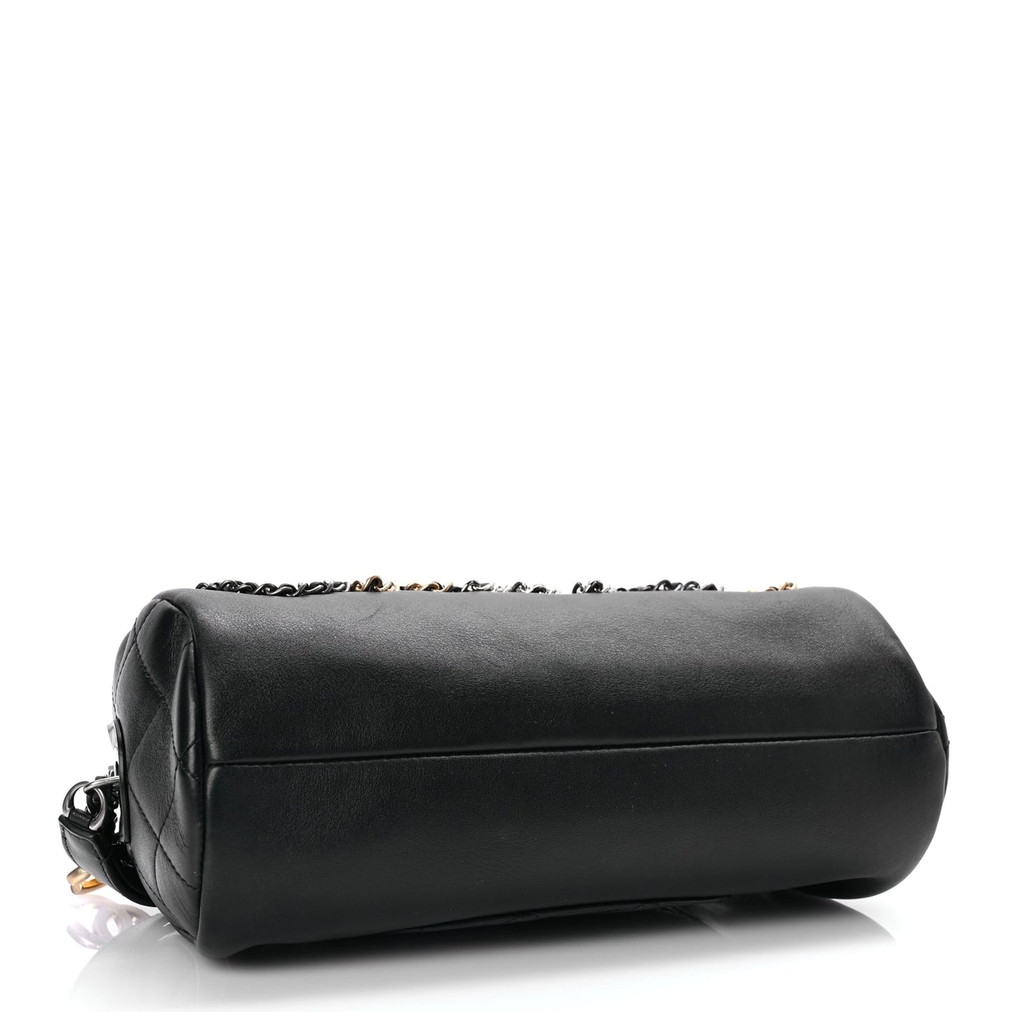 Chanel Calfskin Chain 20s Signature Bowling Bag Black