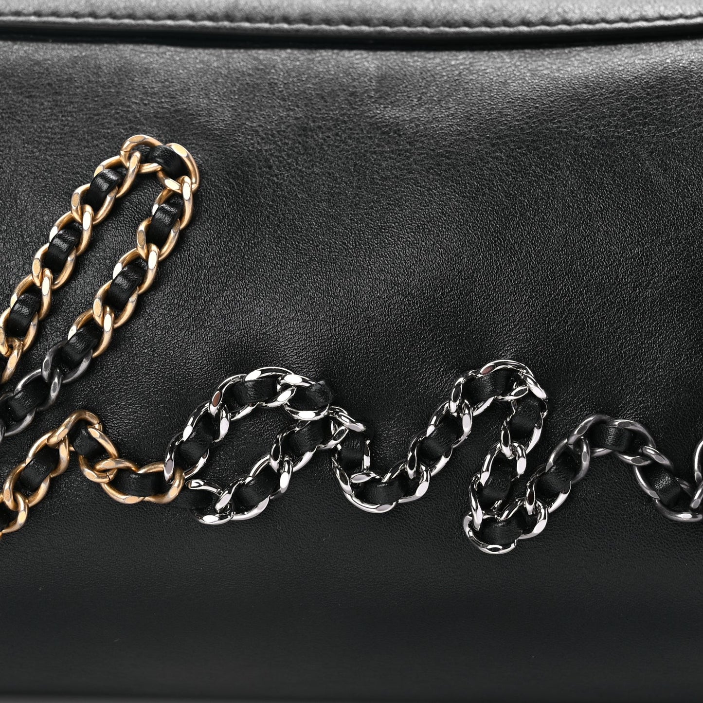 Chanel Calfskin Chain 20s Signature Bowling Bag Black
