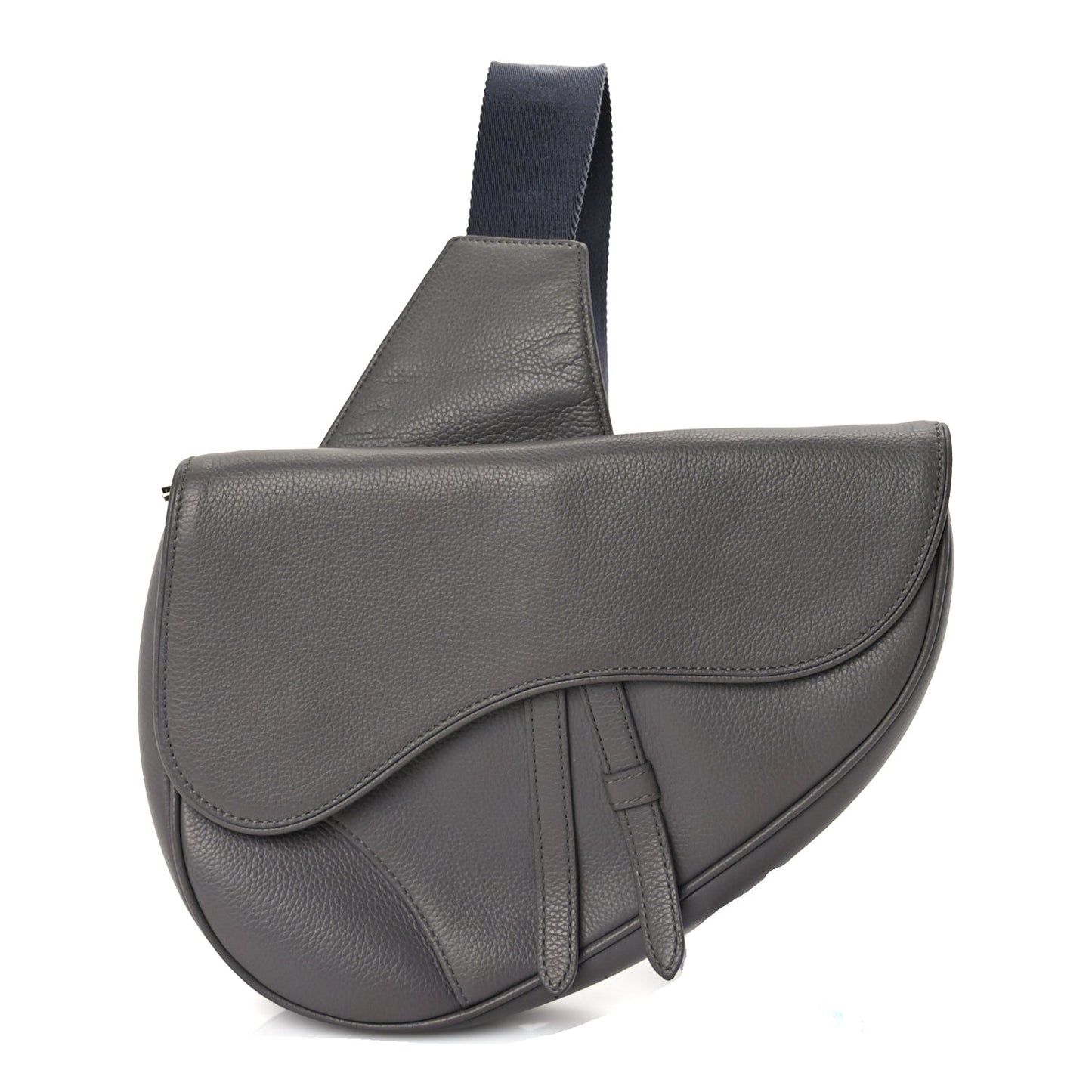 Christian Dior Grained Calfskin Mens Saddle Bag  Grey