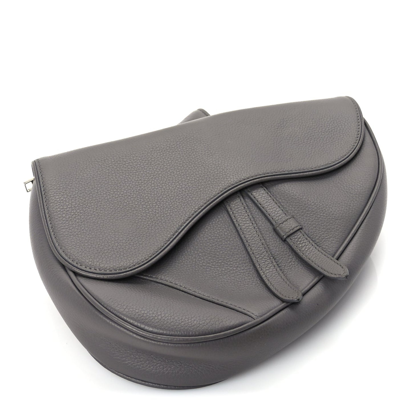 Christian Dior Grained Calfskin Mens Saddle Bag  Grey