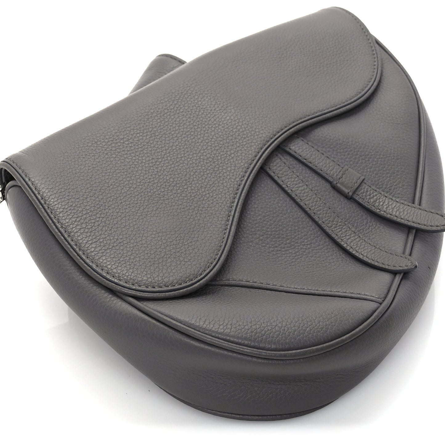 Christian Dior Grained Calfskin Mens Saddle Bag  Grey