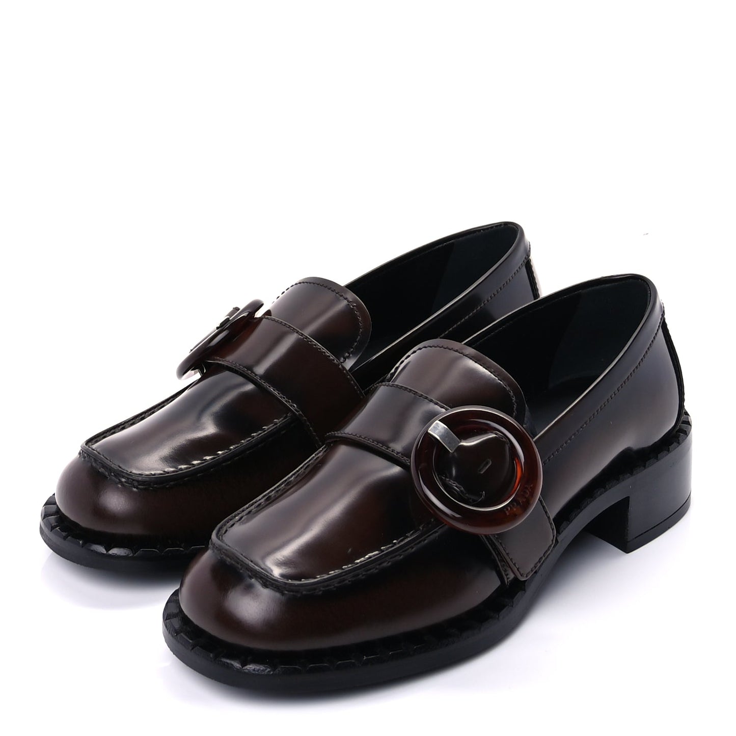 Prada Spazzolato Fume Sienna Loafers 37  Bruciato