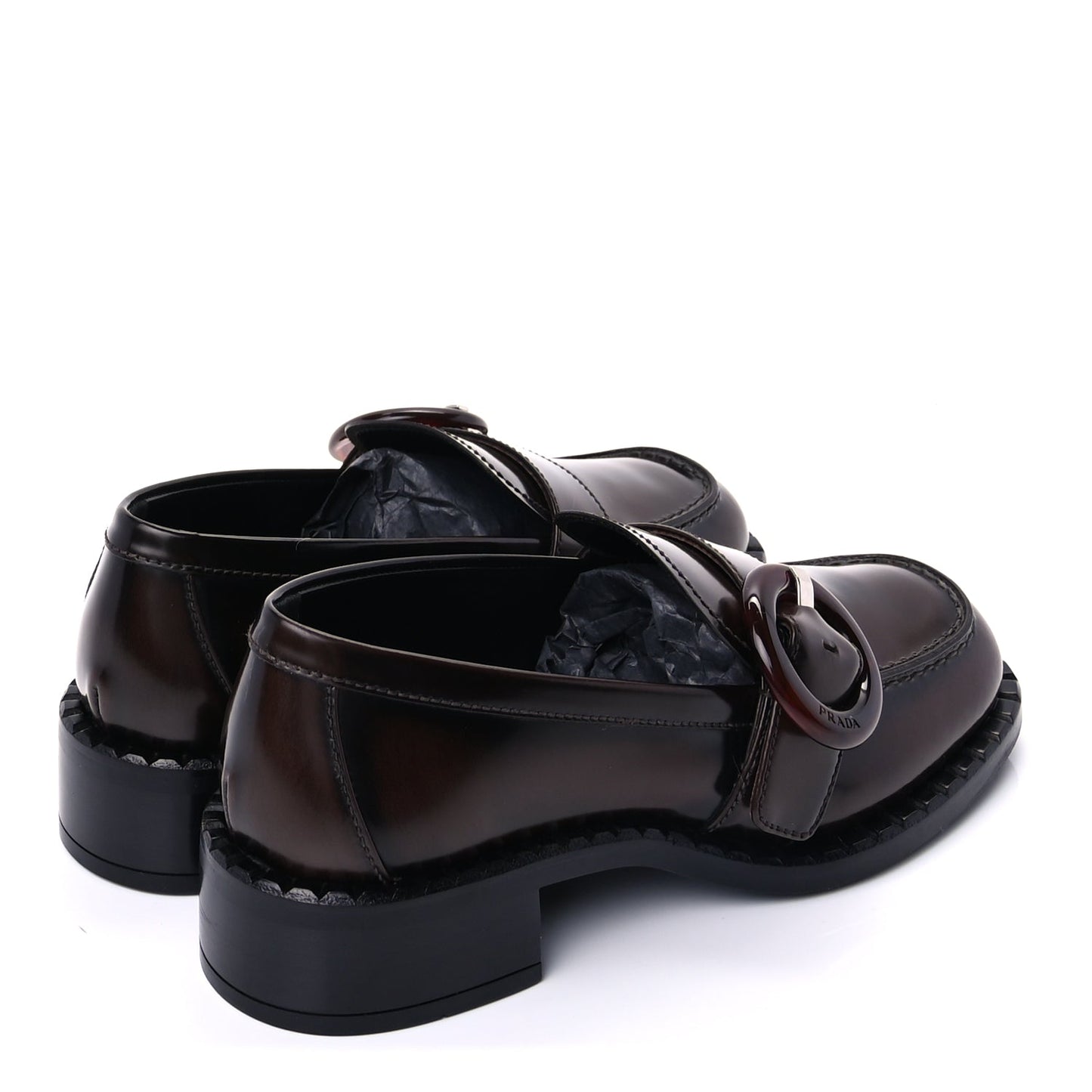Prada Spazzolato Fume Sienna Loafers 37  Bruciato