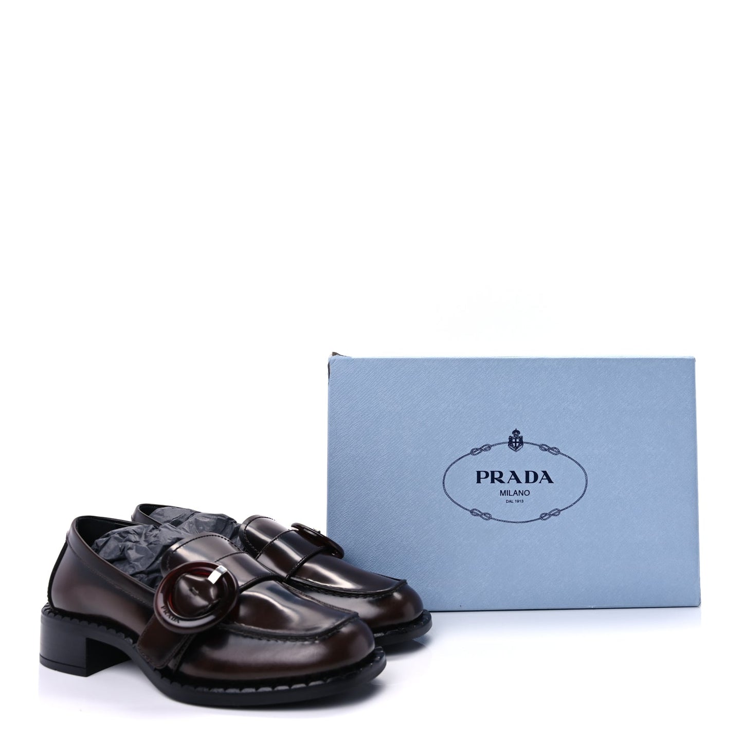 Prada Spazzolato Fume Sienna Loafers 37  Bruciato