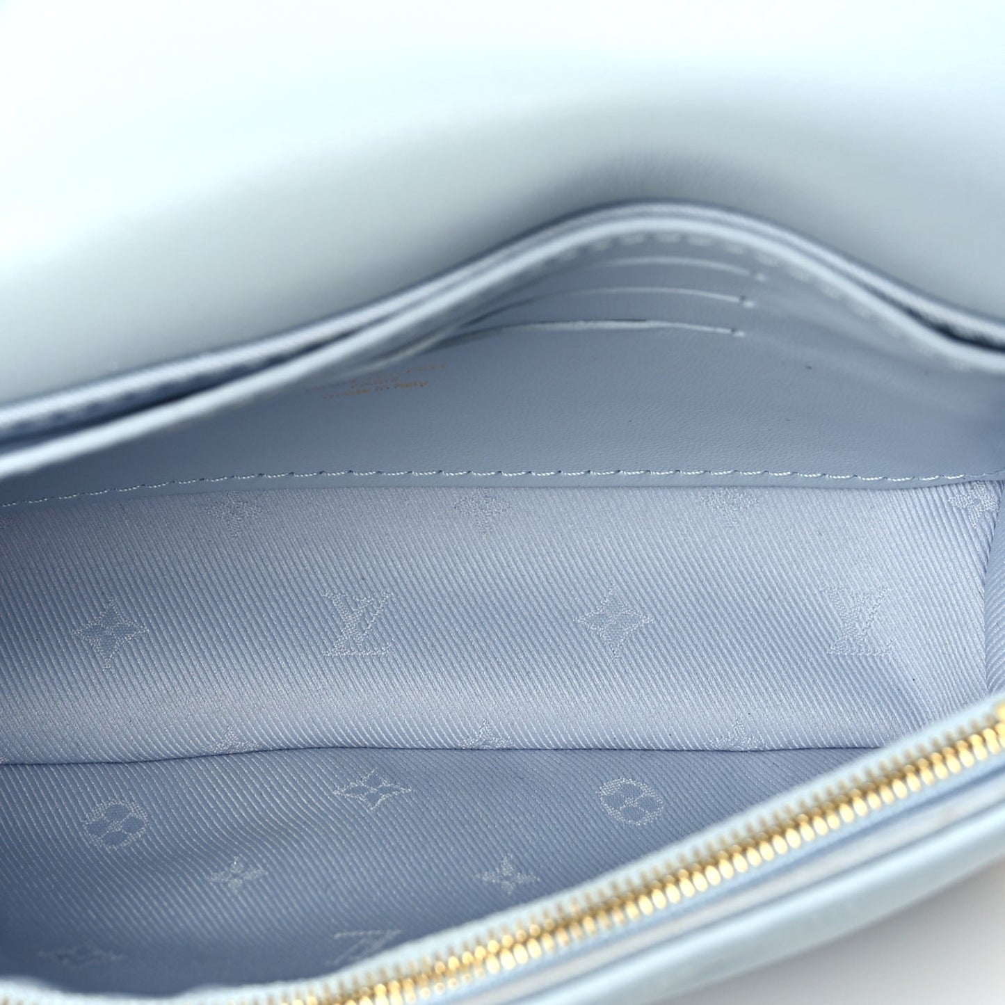 Louis Vuitton Calfskin Bubblegram Wallet On Strap Ice Blue