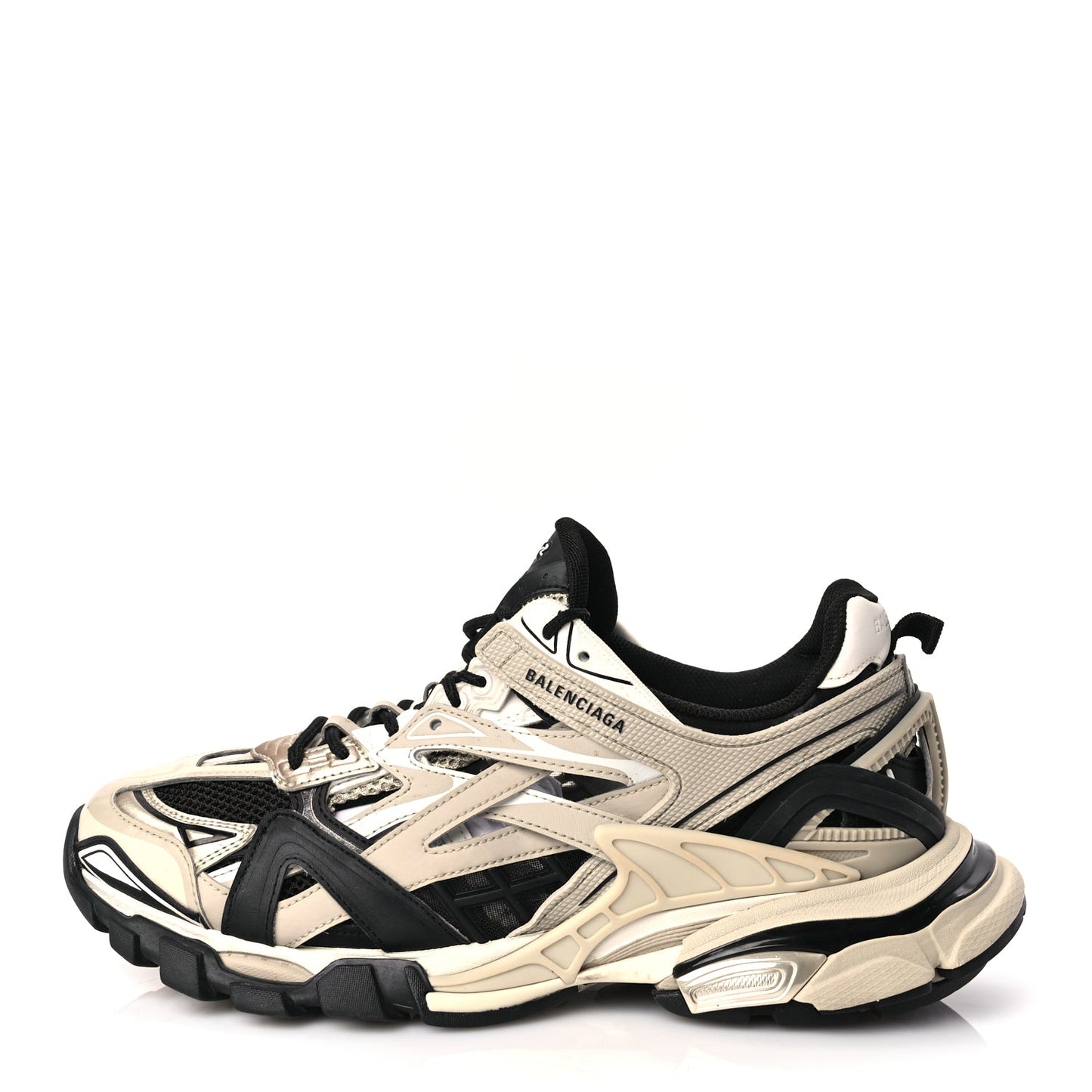 Balenciaga Rubber Mesh Bi-Color Mens Track.2 Open Sneakers 43 Beige Black