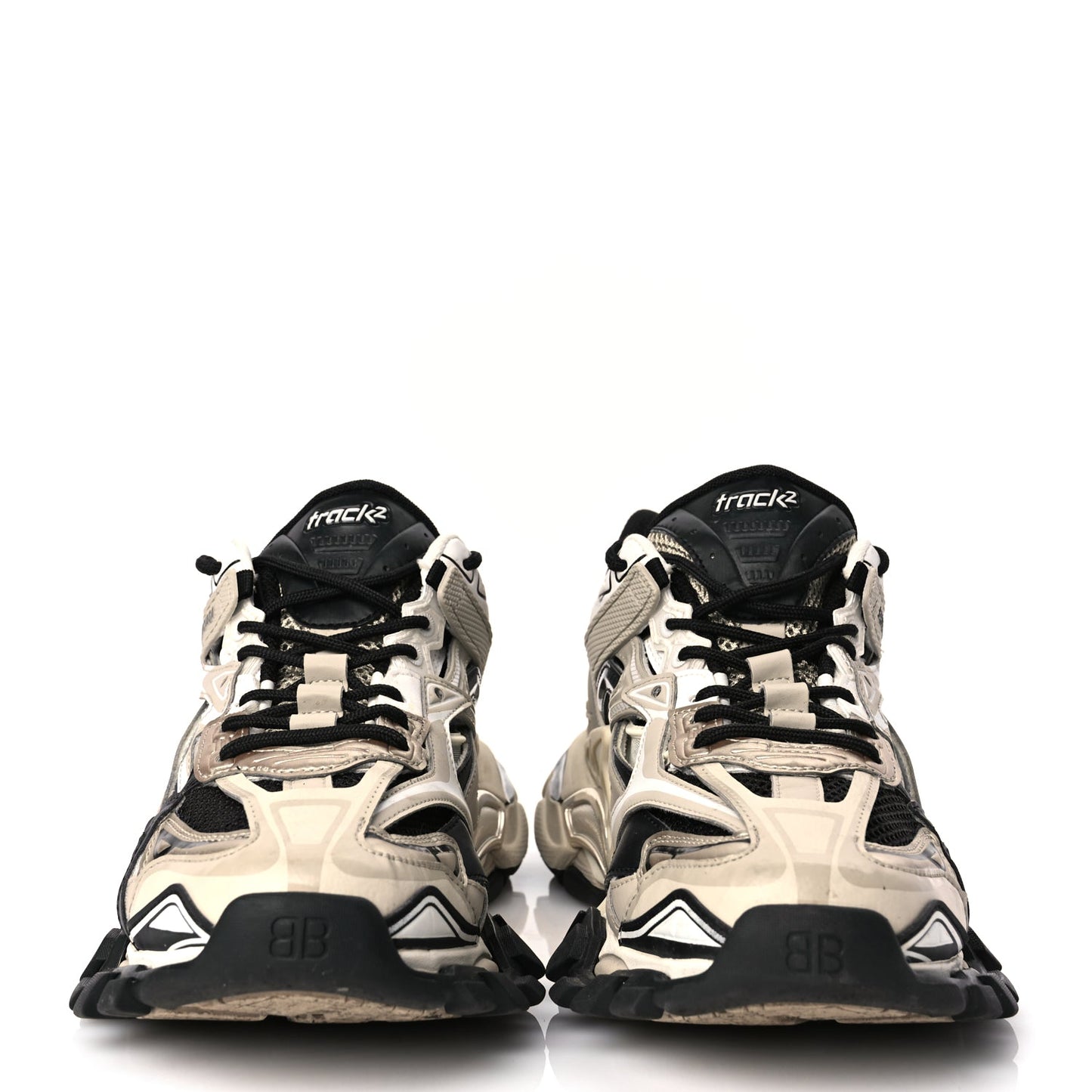 Balenciaga Rubber Mesh Bi-Color Mens Track.2 Open Sneakers 43 Beige Black