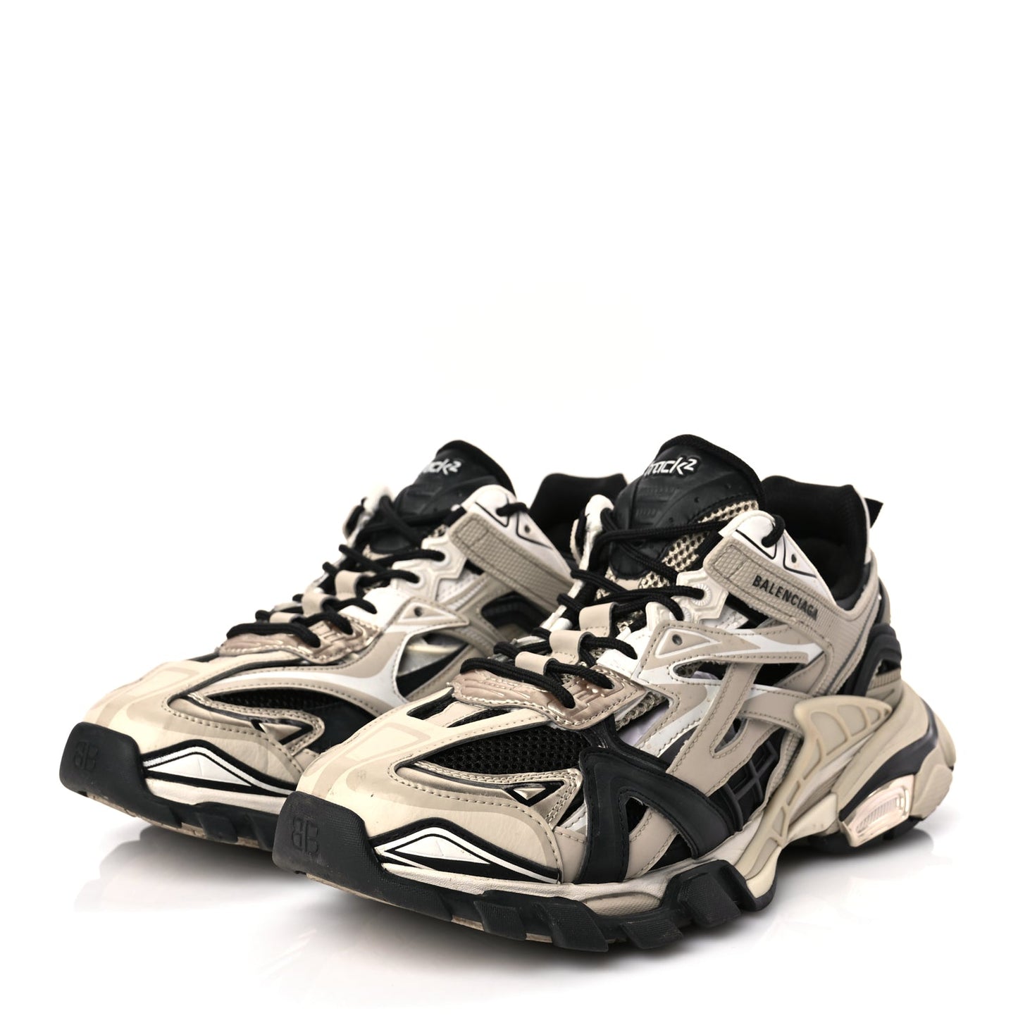 Balenciaga Rubber Mesh Bi-Color Mens Track.2 Open Sneakers 43 Beige Black