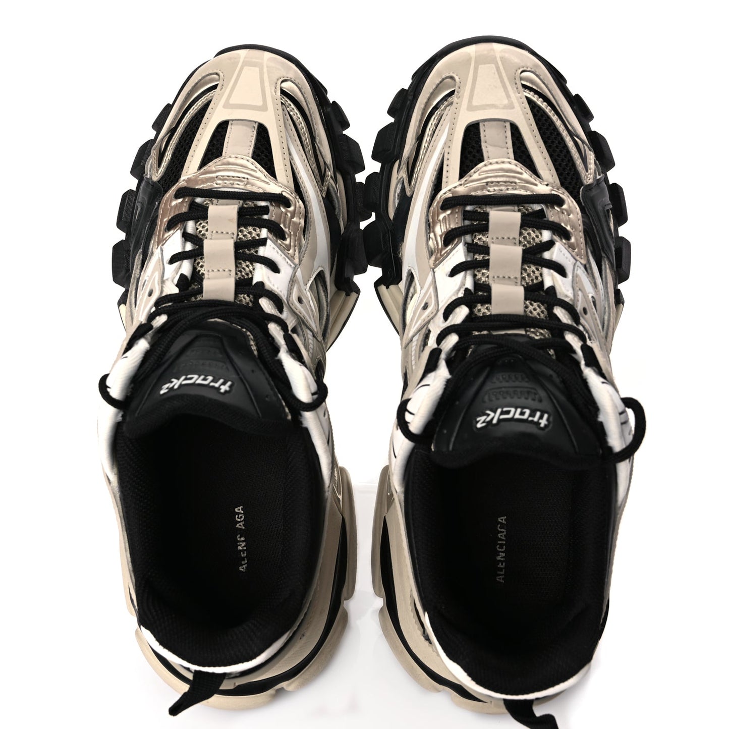 Balenciaga Rubber Mesh Bi-Color Mens Track.2 Open Sneakers 43 Beige Black