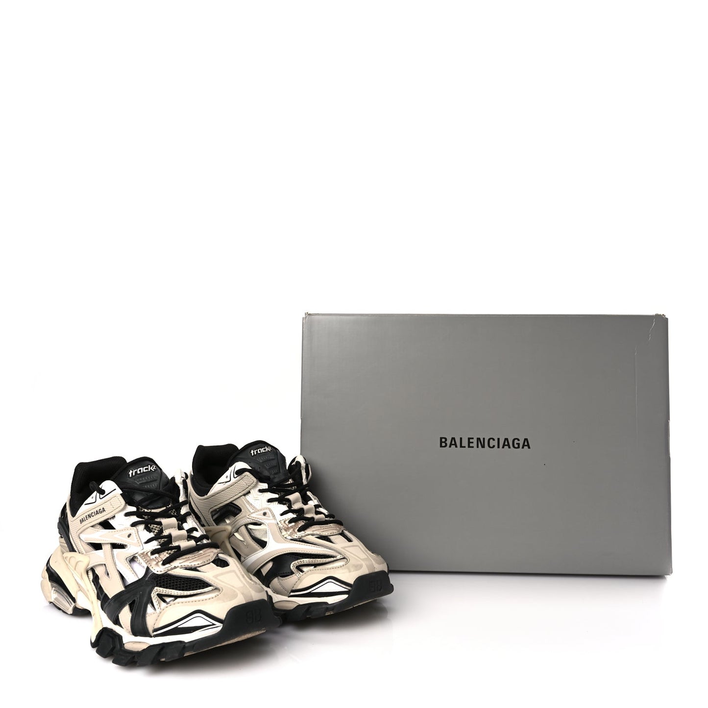Balenciaga Rubber Mesh Bi-Color Mens Track.2 Open Sneakers 43 Beige Black