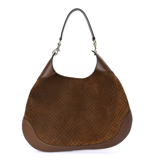 Gucci GG Suede B Large Shoulder Bag Brown