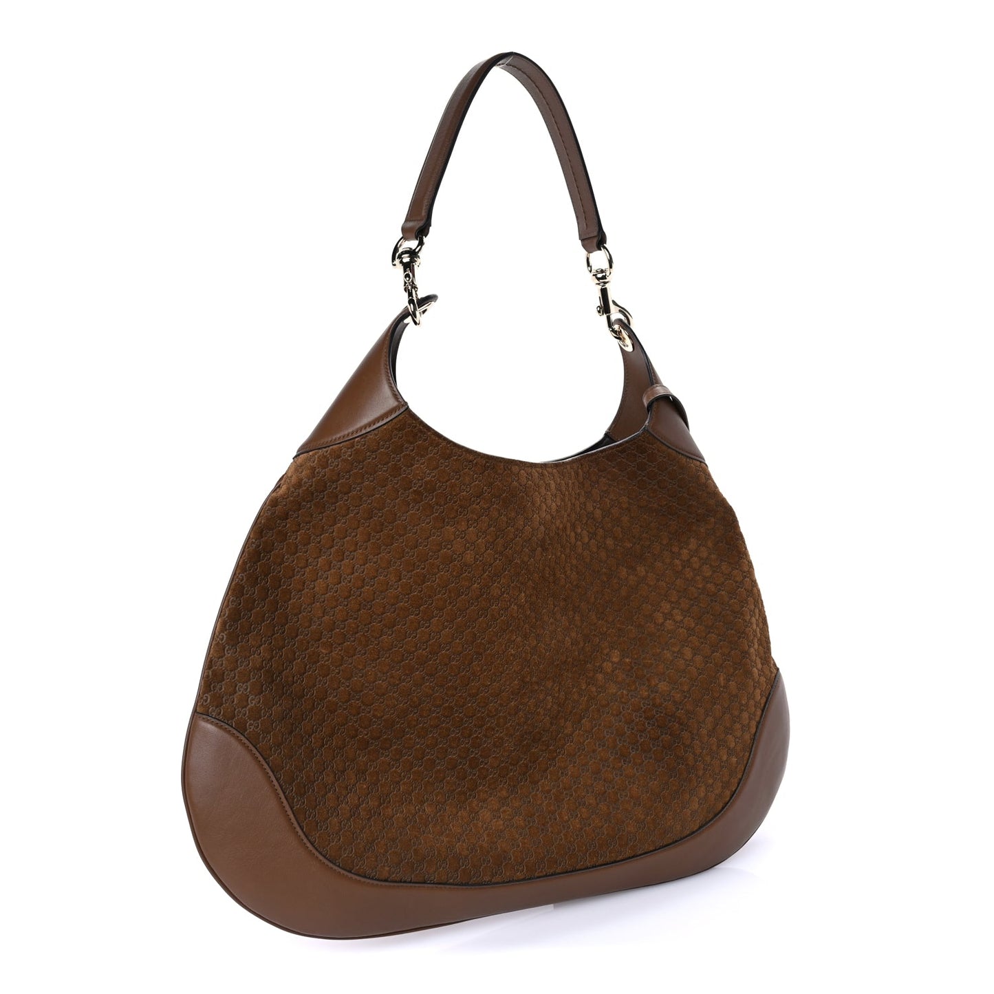Gucci GG Suede B Large Shoulder Bag Brown