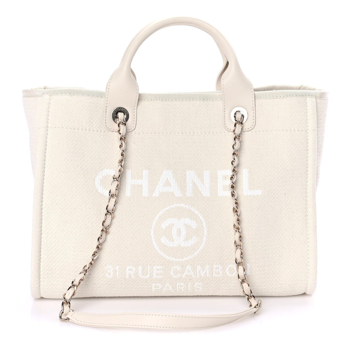 Chanel Mixed Fibers Small Deauville Tote  White