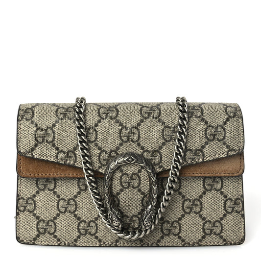 Gucci GG Supreme Monogram Super Mini Dionysus Shoulder Bag Taupe