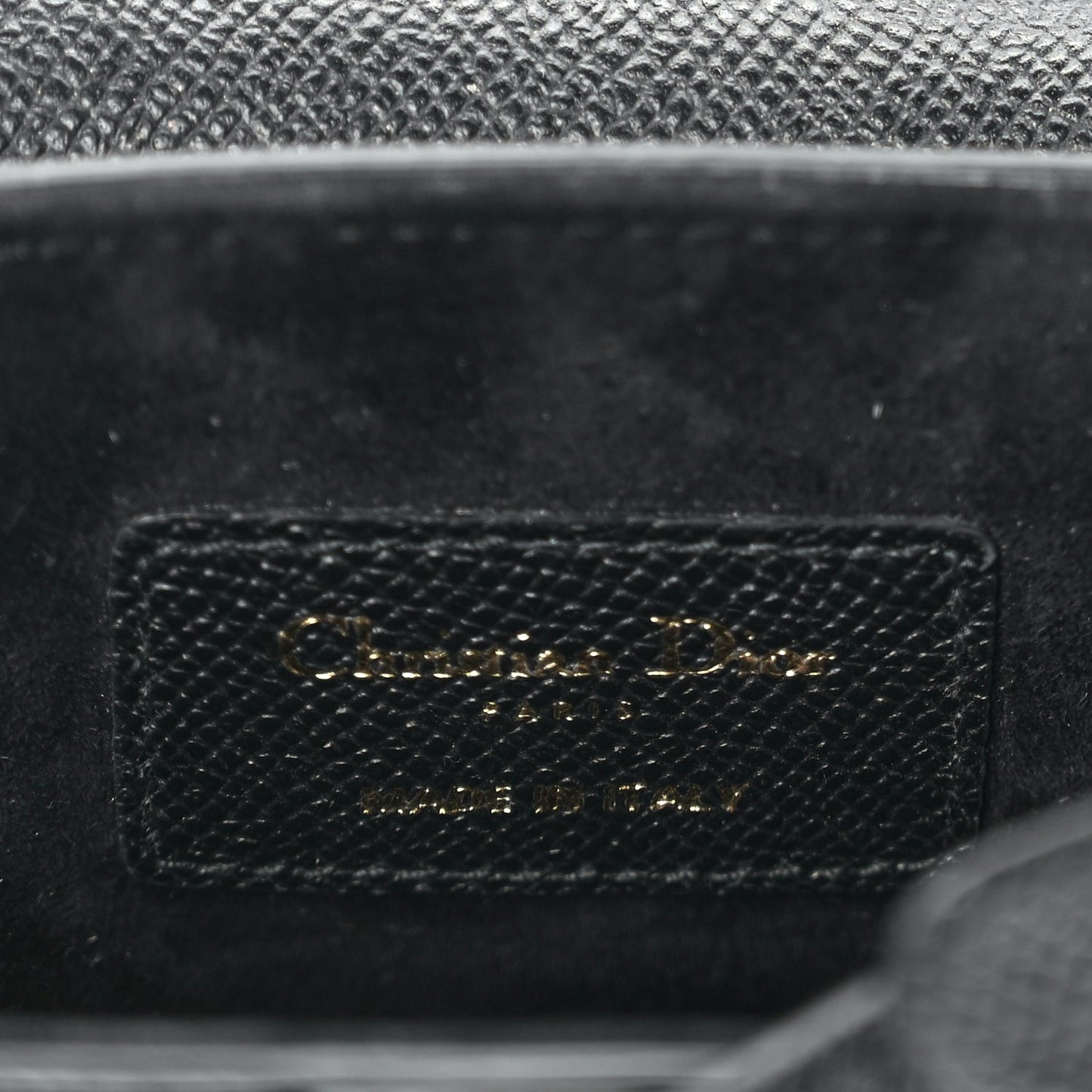 Christian Dior Grained Calfskin Mini Saddle Bag With Strap Black
